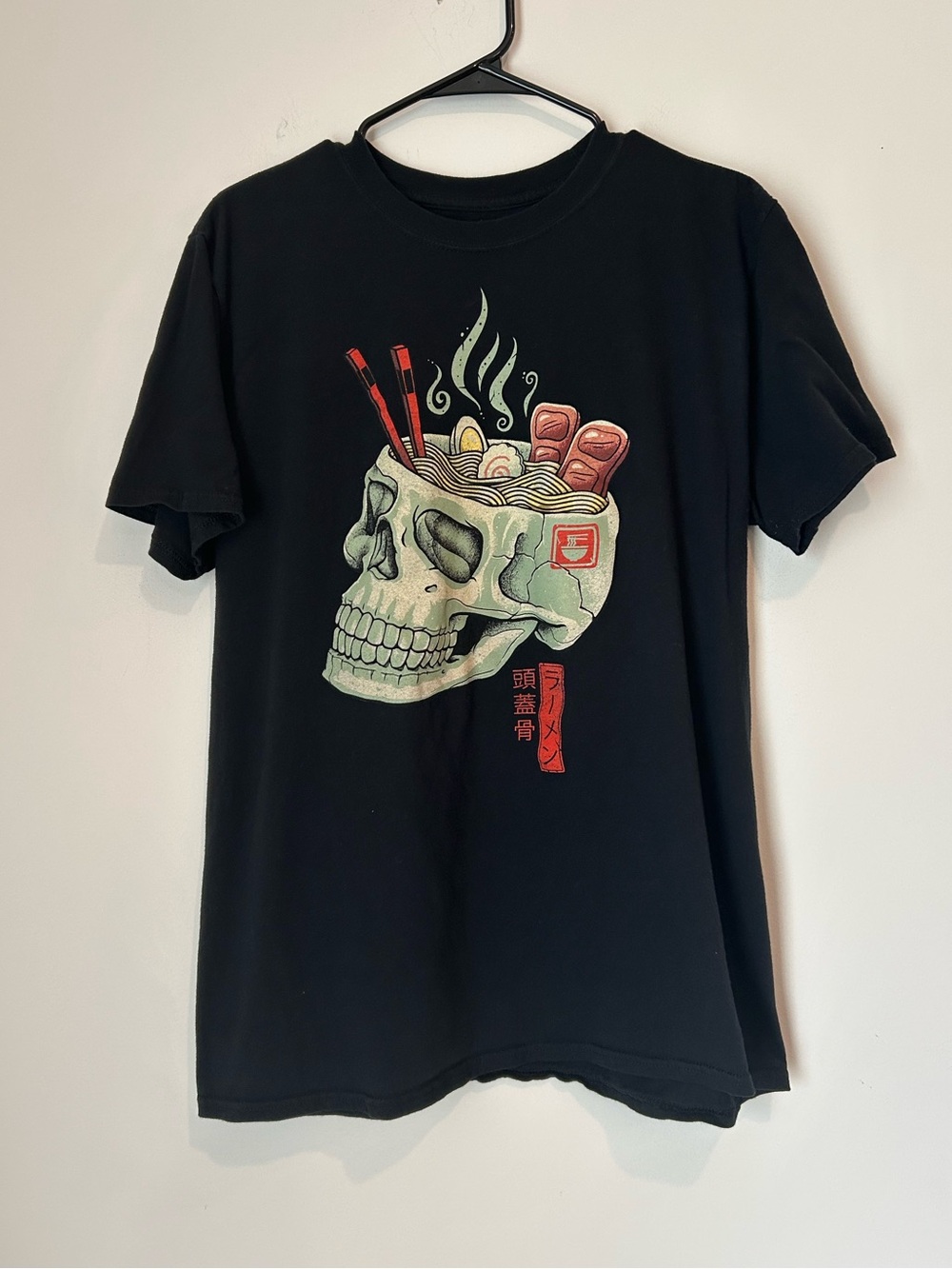 Black Matter Ramen Skull Large Black T-shirt